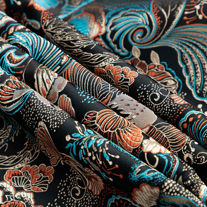 Men's Botanical Jacquard Peak Lapel Dark Teal Tuxedo