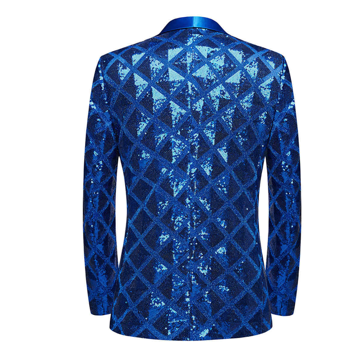 Men's Shimmering Argyle Pattern Blue Tuxedo Jacket