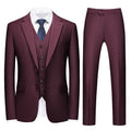 Men’s 3-Piece Two Button Classic Style Burgundy Business Suit