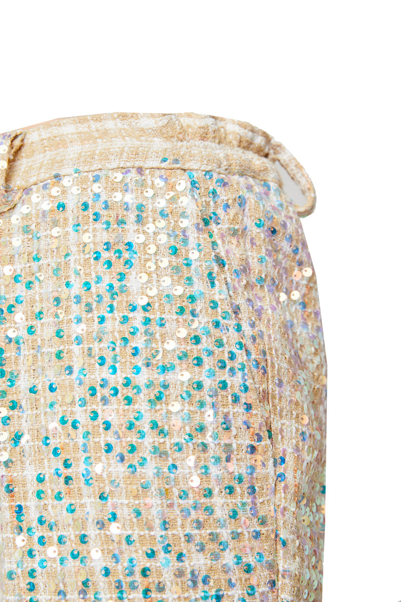 【combination Special】Men’s Linen Sparkle Gridline Champagne Pants