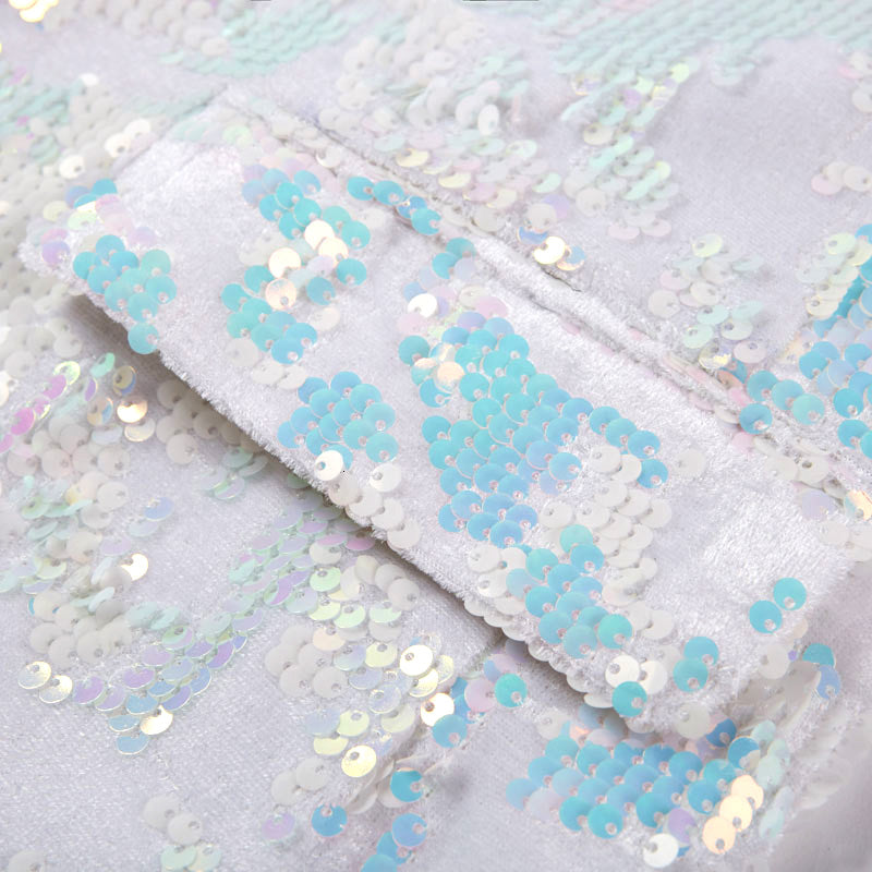 Men's Slim Fit Tuxedo Jacket Embroidery Sequin Jacket White