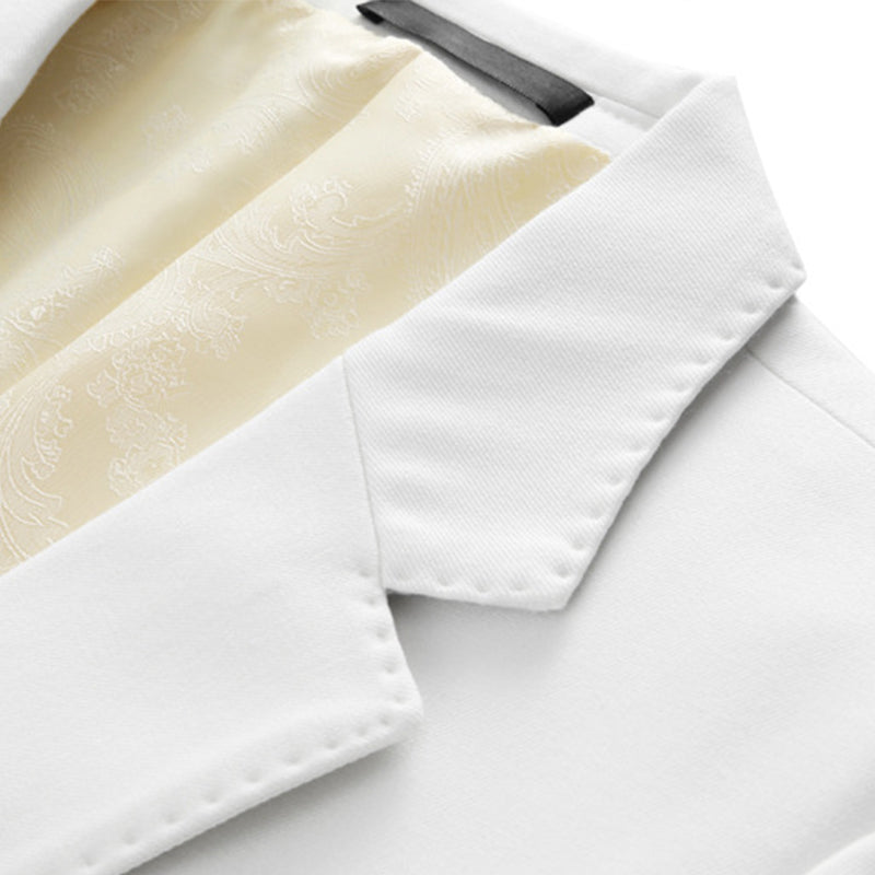 Men's 3-Piece One Button Solid White wedding Suit