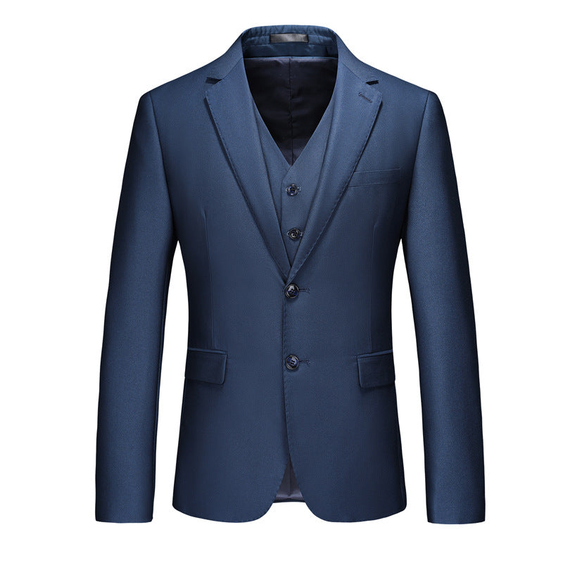 Men’s 3-Piece Two Button Classic Style Navy Blue Business Suit
