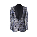 Men's Black Shawl Collar Floral Embroidery Silver Tuxedo