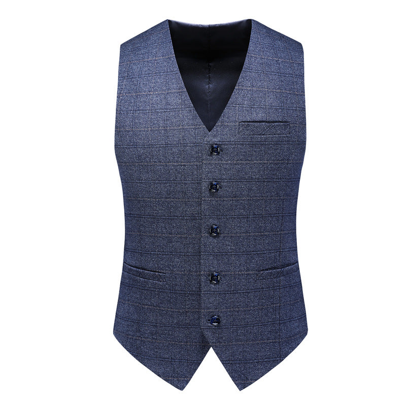 Men’s 3-Piece Subtile Geometric Grid Style Blue Suit