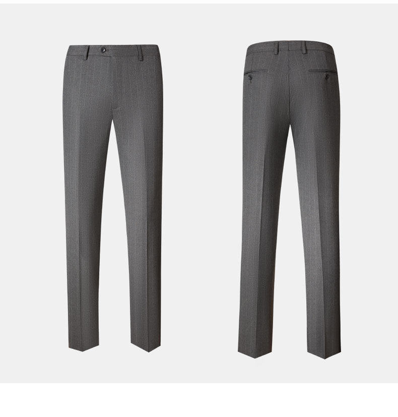 Men's 3-Piece Classic Pinstripe Two Button Gray Suit