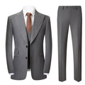 Men's 3-Piece Classic Pinstripe Two Button Gray Suit