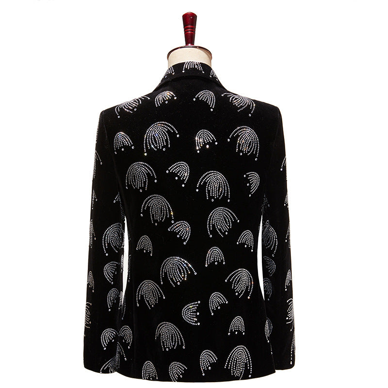 Men's Fashion Jellyfish Sequined Black Tuxedo Jacket
