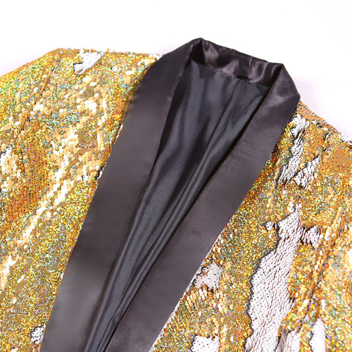 Men's Full Sequin Gold Embroidery Tuxedo Jacket