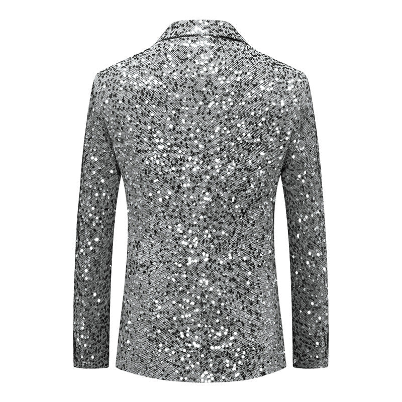 Men's Silver Sequin Polka Dot Silver Jacket