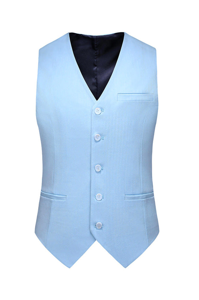 Men's 3-Piece Stylish Elegance Classic Light Blue Suit