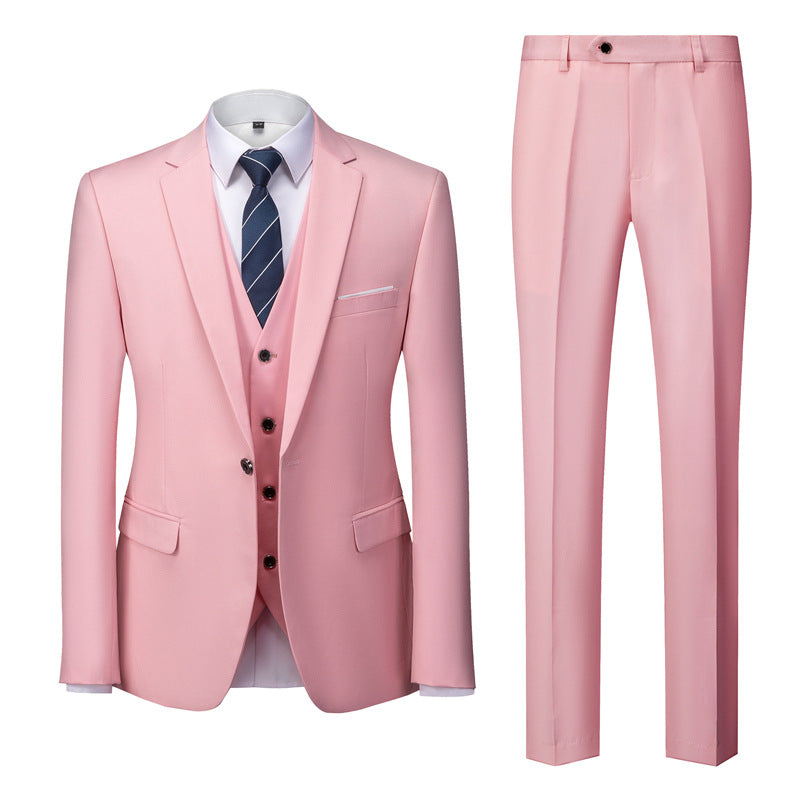 Men's 3-Piece Paisley Stylish Pink Suit for Men
