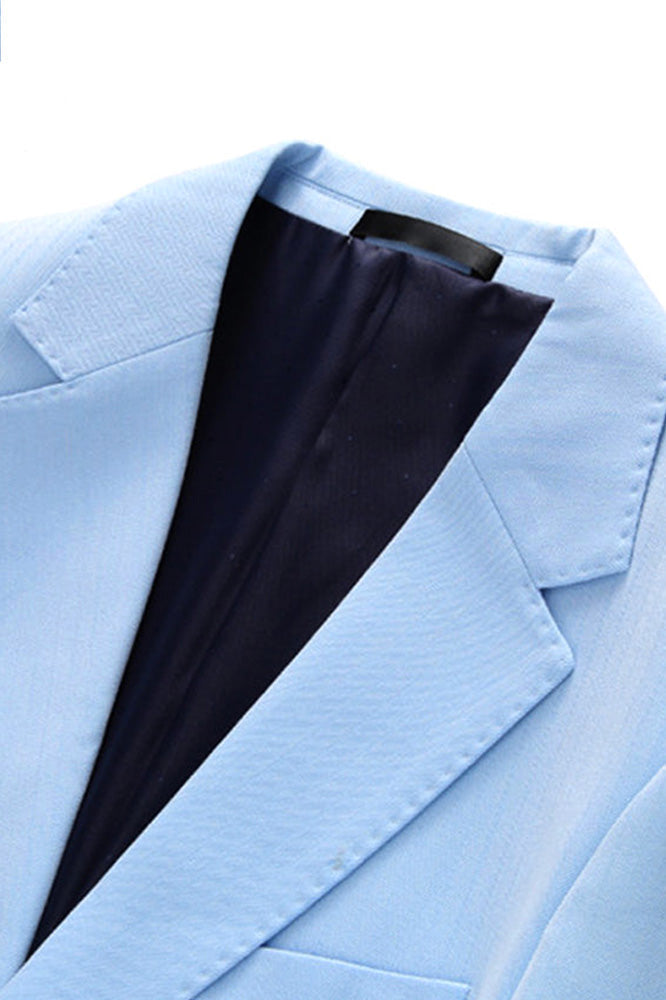Men's 3-Piece Stylish Elegance Classic Light Blue Suit
