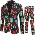 Men's 3-Piece Christmas Candy Printed Green Suit