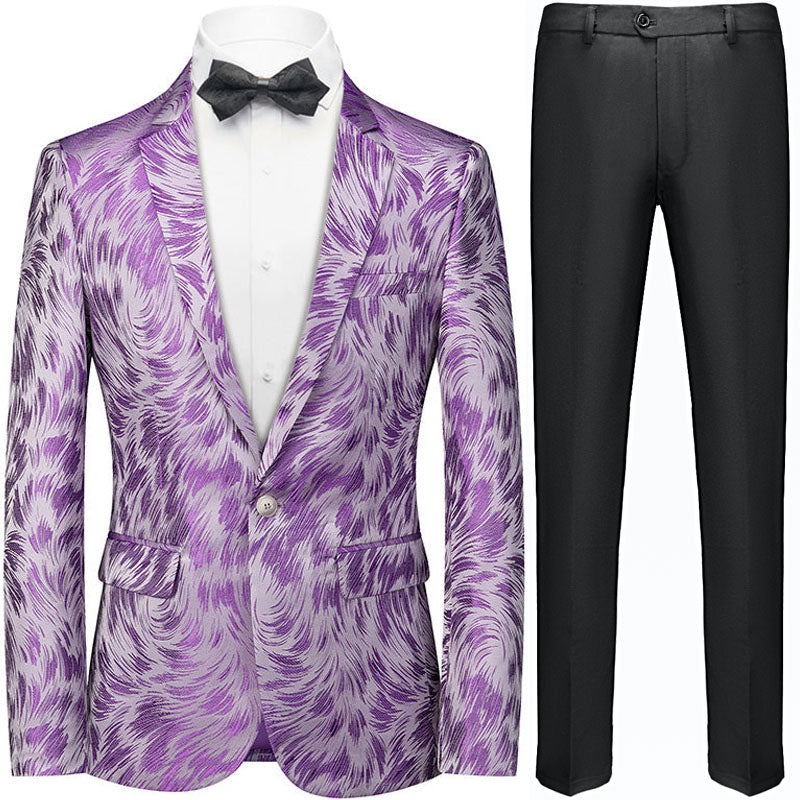 Men's Light Purple Plume Jacquard Tuxedo Jacket