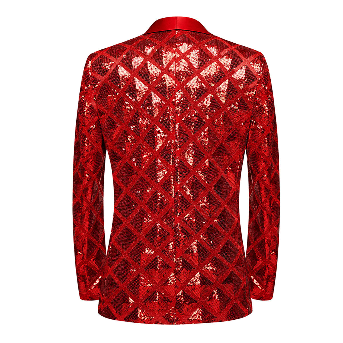 Men's Shimmering Argyle Pattern Red Dinner Jacket