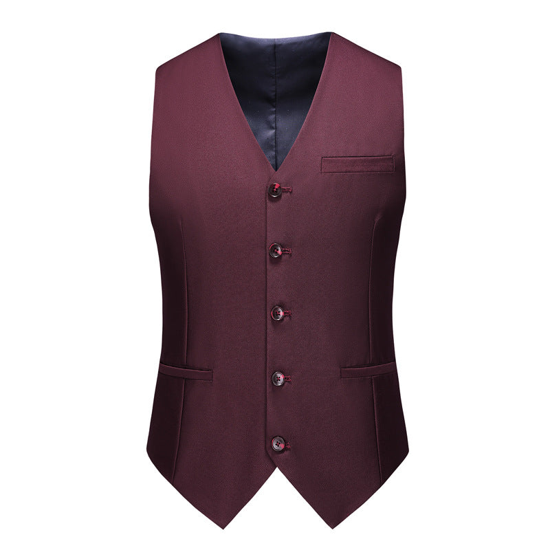 Men’s 3-Piece Two Button Classic Style Burgundy Business Suit
