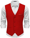 Men's Classic Red Suit Vest Slim Fit Formal Waistcoat