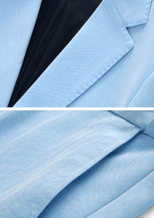 Men's 3-Piece Stylish Elegance Slim Fit Classic Light Blue Suit