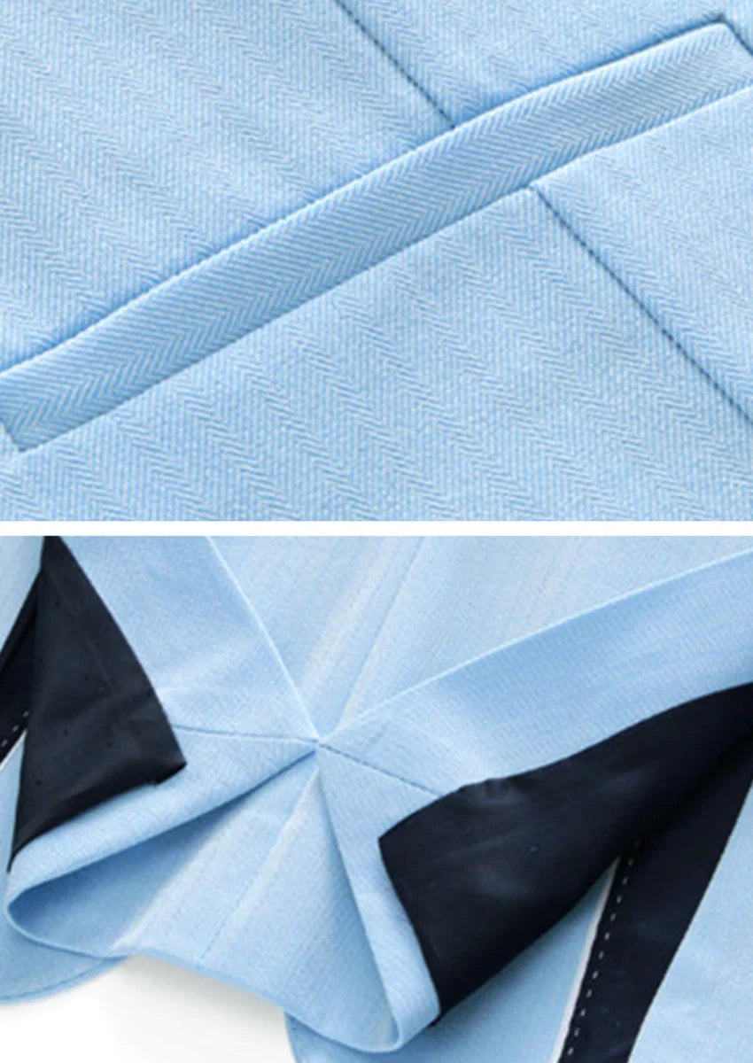 Men's 3-Piece Stylish Elegance Slim Fit Classic Light Blue Suit