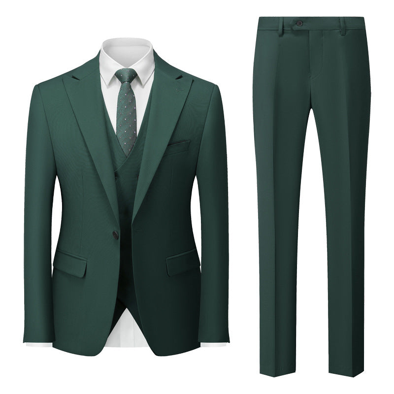 Men's Three-Piece One-Button Hunter Green Wedding Suit