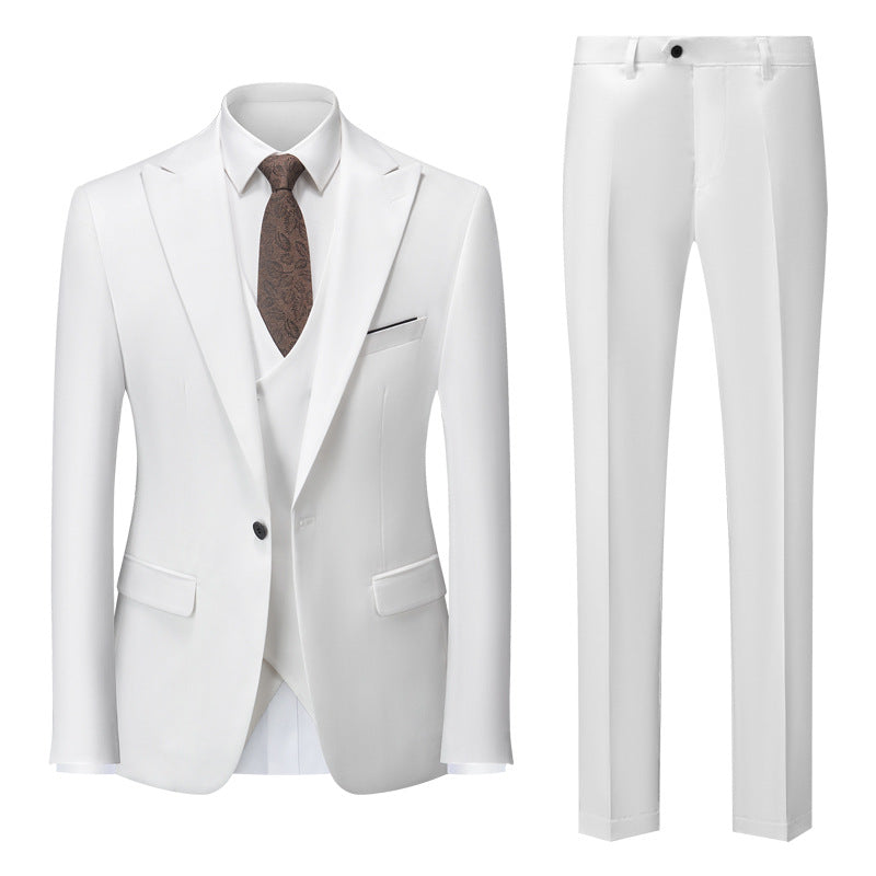 Men's Three-Piece One-Button White Business Suit