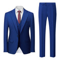 Men's Three-Piece One-Button Dark Blue Business Suit