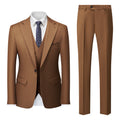 Men's Three-Piece One-Button Brown Business Suit