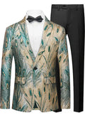 Men's Peacock Plume Jacquard Champaigne Tuxedo Jacket