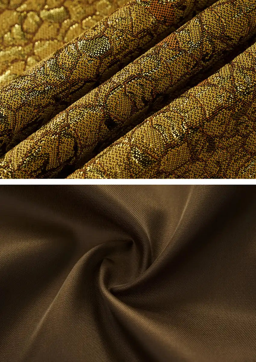 Men's One Button Notched Lapel Gold Metallic Crackle Blazer