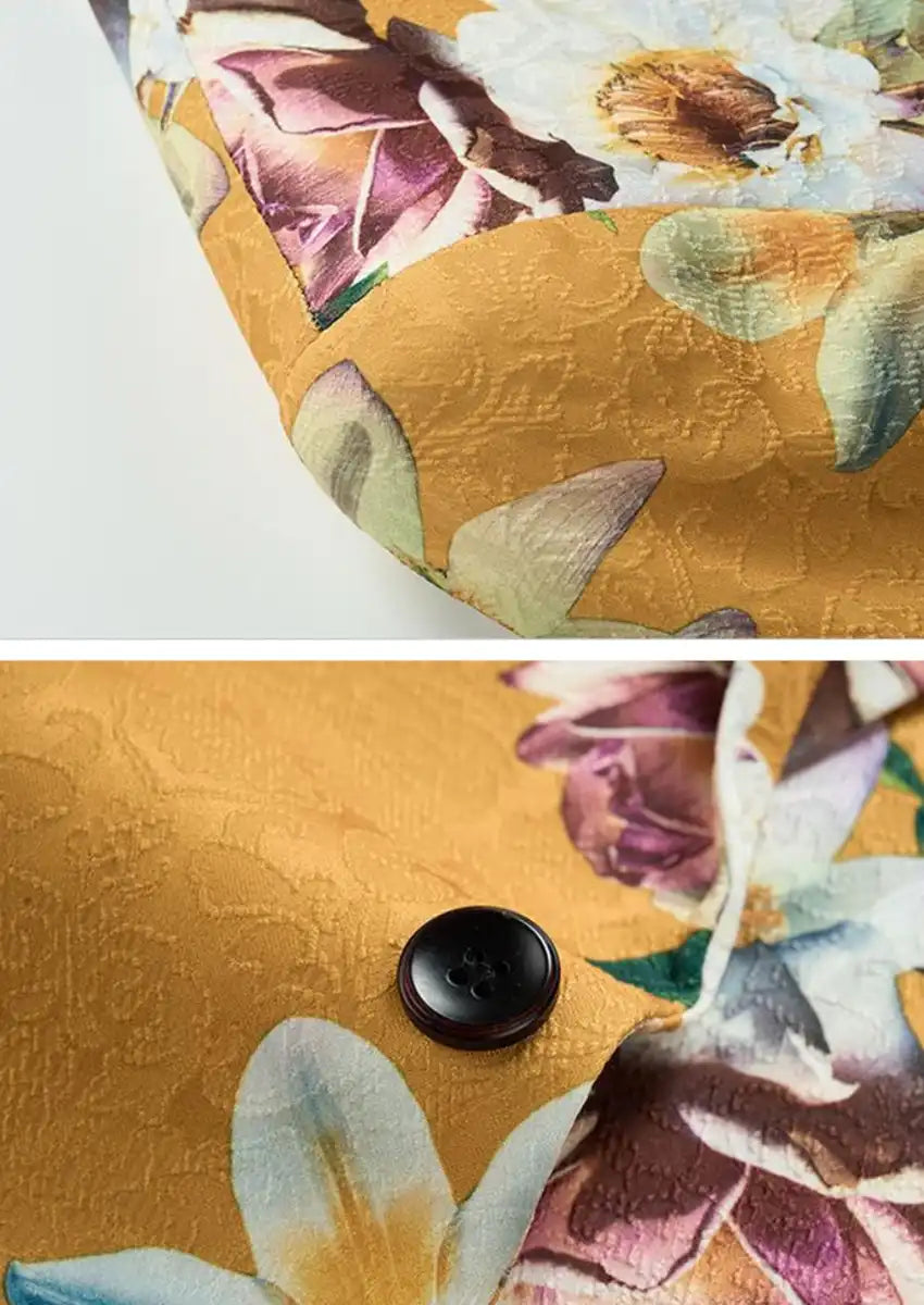Men's Garden Yellow Tuxedo Floral Embraided Jacket