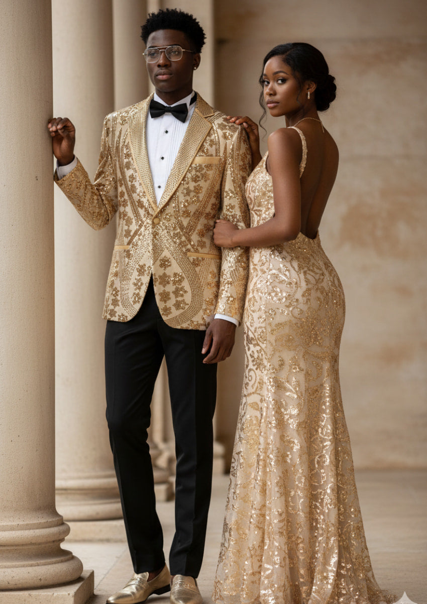 Men's Luxury Six-pointed Star Golden Sequin Jacket