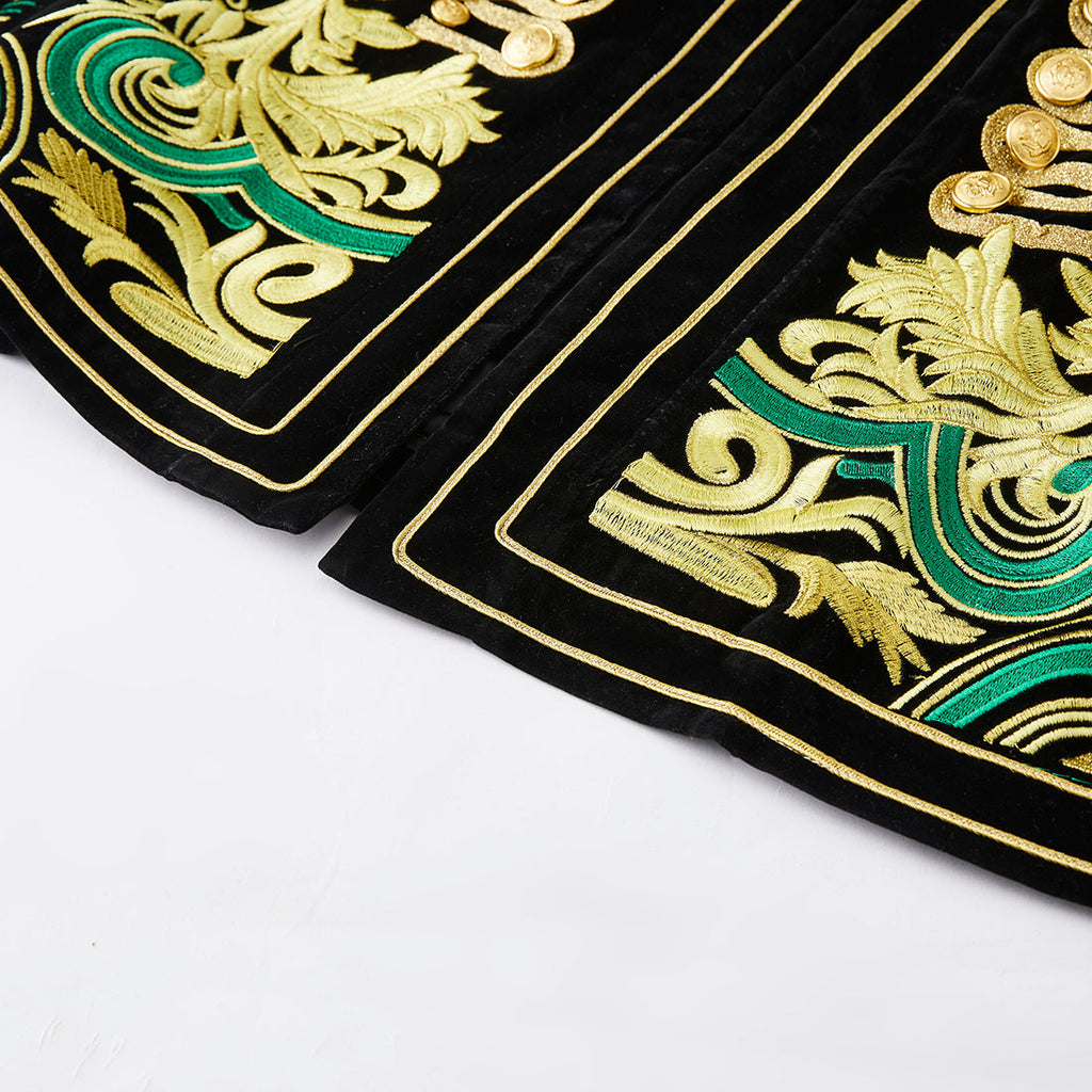 Men's Gold Aigillette Decorated with Luxury Black Embroidered Tuxedo