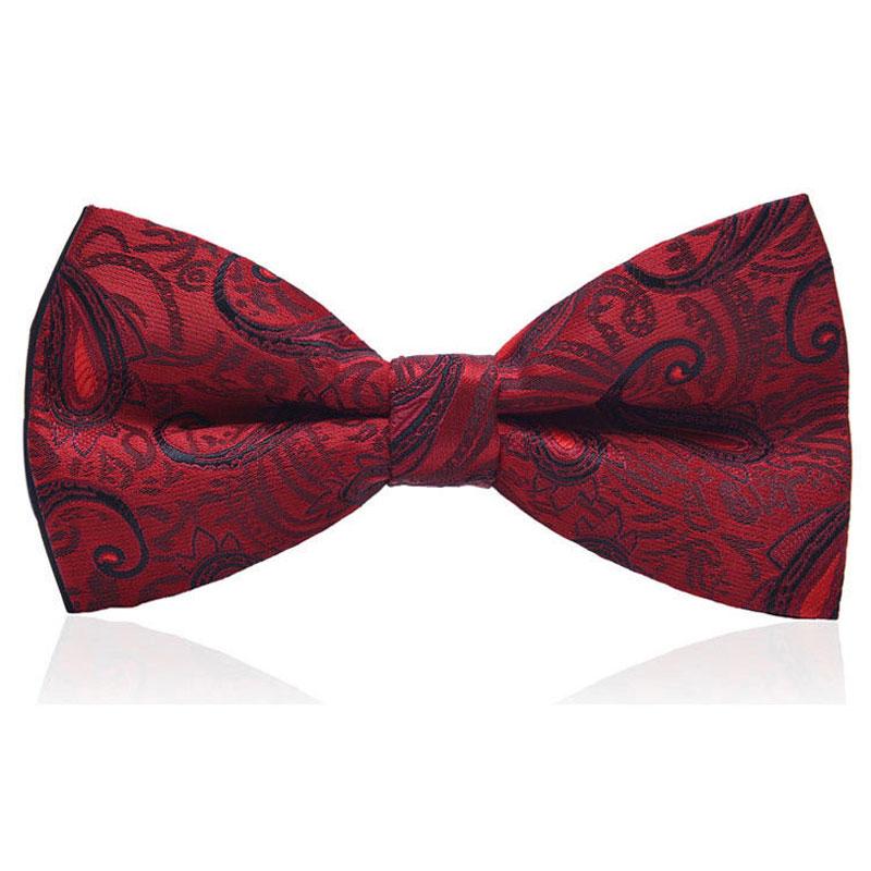 Men's Classic Paisley Pattern Red Bow Tie