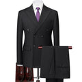 Men's 2-Piece Slim Fit Double-Breasted Black Suit