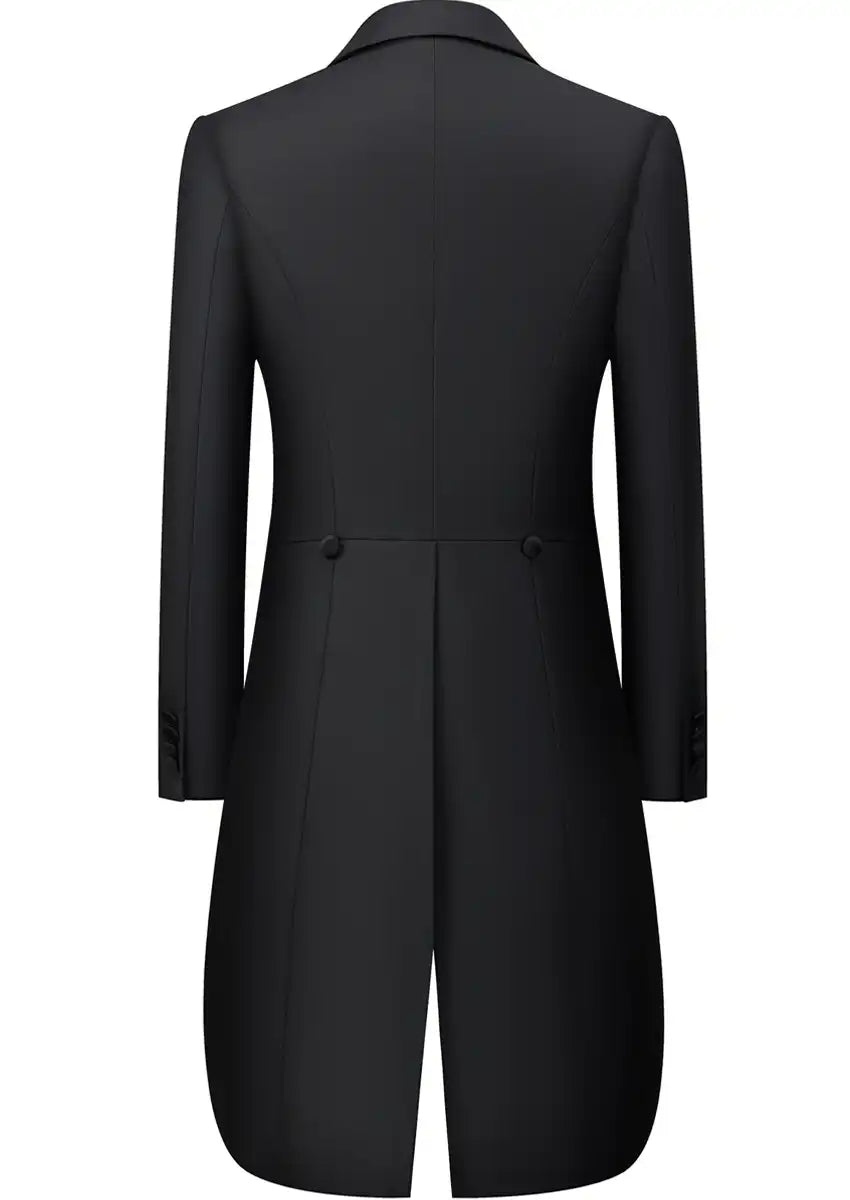 Men's Classic Slim Fit Black Suit with Tails