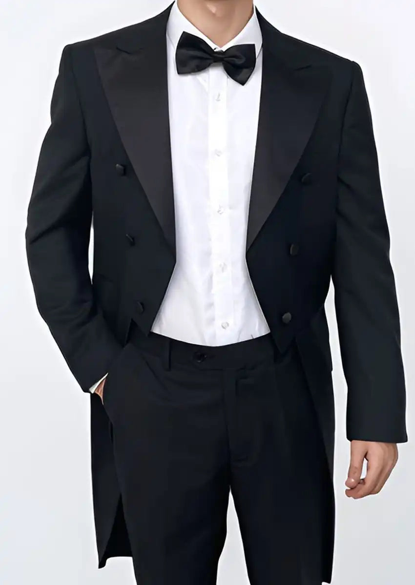 Men's Classic Slim Fit Black Suit with Tails