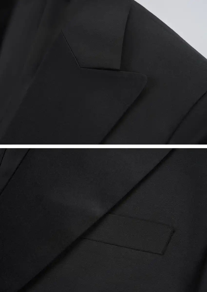 Men's Classic Slim Fit Black Suit with Tails