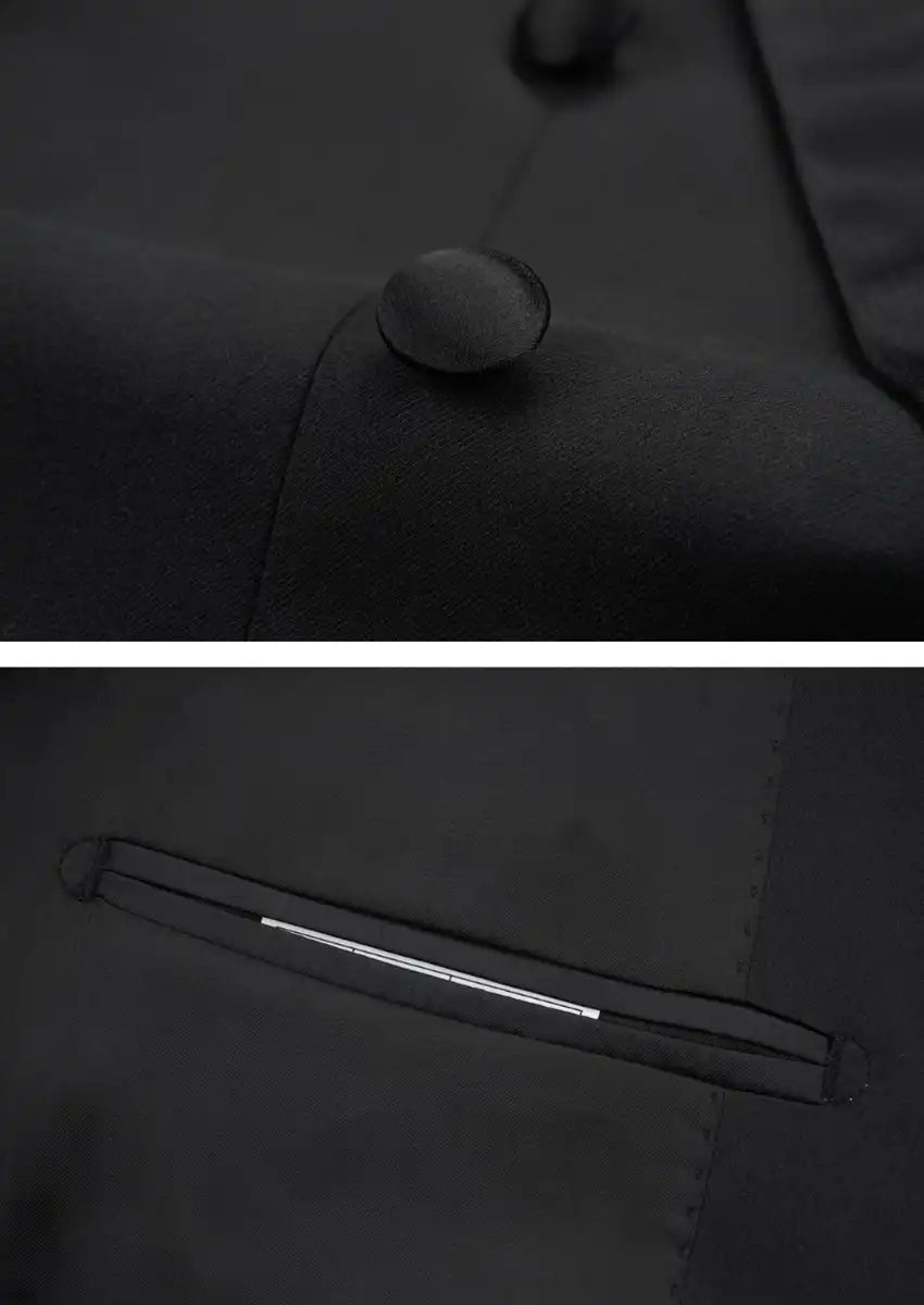 Men's Classic Slim Fit Black Suit with Tails