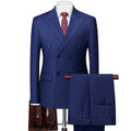Men's 2-Piece Slim Fit Double-Breasted Blue Suit