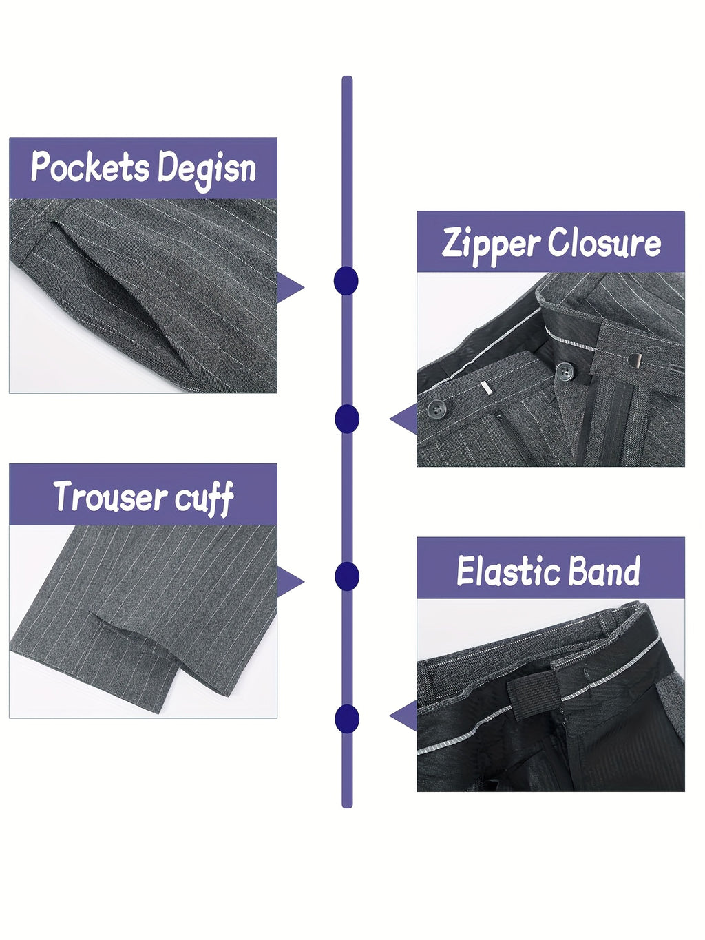 Men'S Suits Set 3pcs, Solid Color Pinstripes Suit, Closure Collar Jacket Coat Blazer Vest Pants Set, Business Work Banquet Performance Travel Holiday Birthday Gift Dress Tuxedo