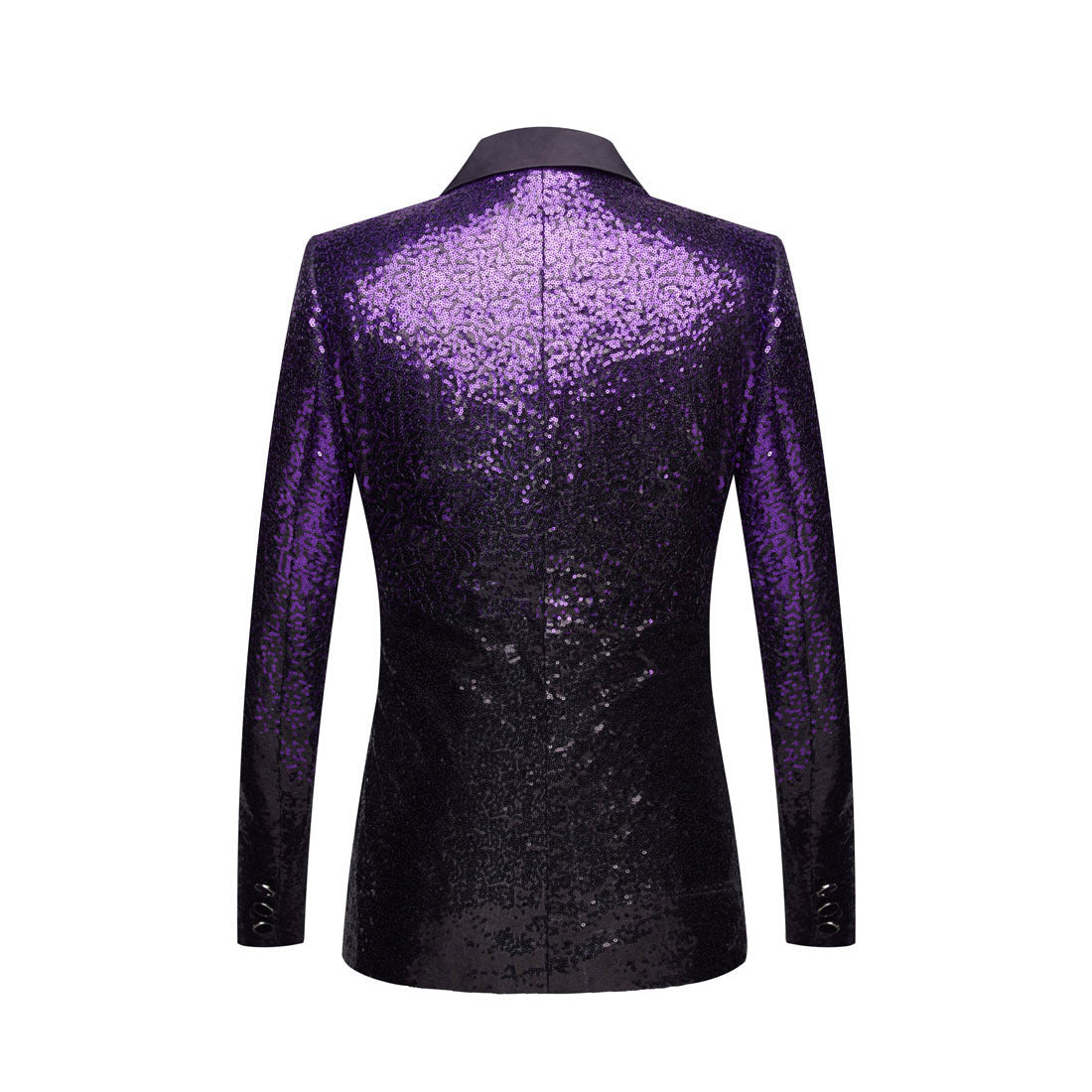 Men's Shimmering Gradient Sequin Tuxedo Jacket Black Purple