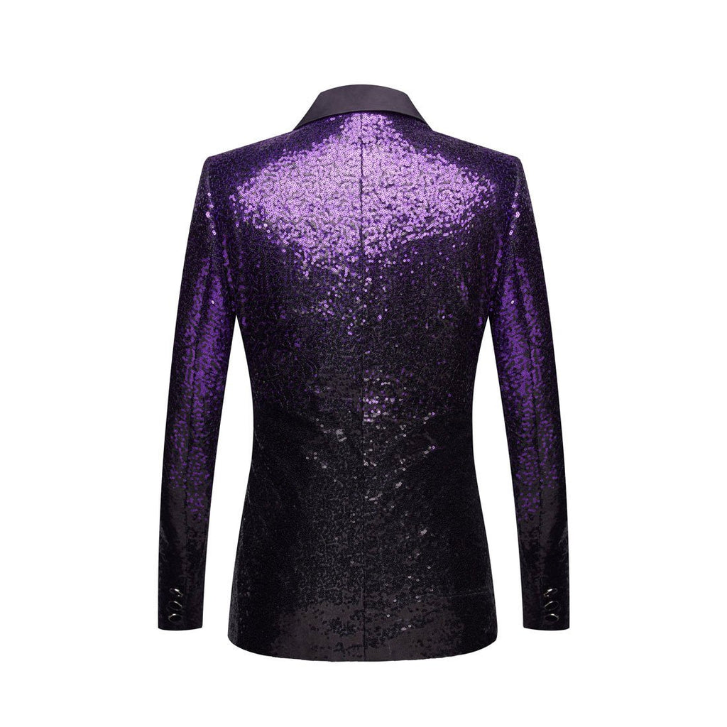 Men's Gradient Sparkling Purple and Black Sequin Jacket