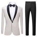 Men's Classic Velvet Closure Collar White Tuxedo