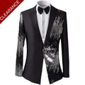 Men's Half Sequin Silver Tassel Black Dinner Jacket  Only Jacket