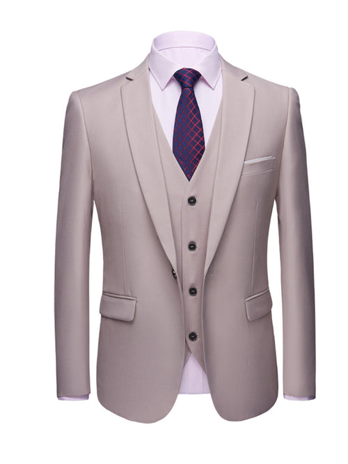 Men's 3-piece slim fit suit set - single button sports jacket, vest, and pants, men's modern formal wedding ball dress