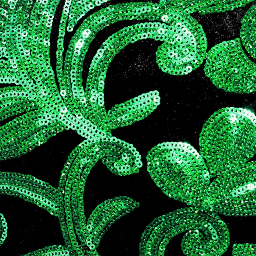 Men's Sparkle Floral Green Sequin Tuxedo Jacket