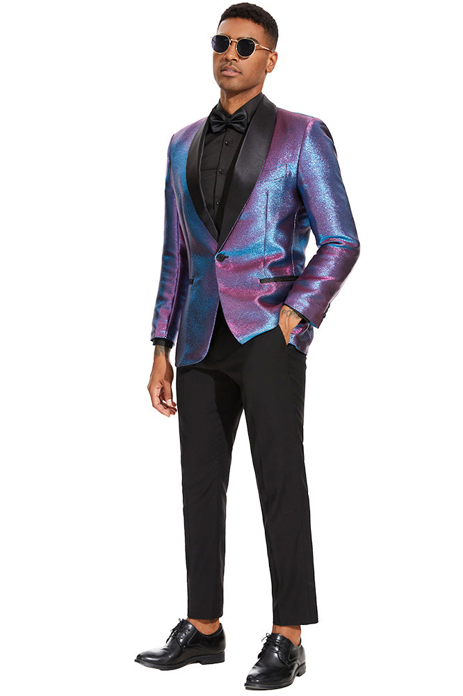 Men's 2-Piece Flashy Suit with Purple and Blue Gradient Flash