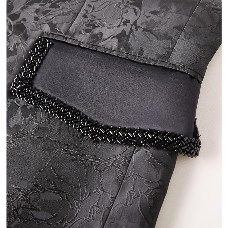 Men’s Luxury Jacquard Tuxedo Jacket, Satin Shawl Lapel Blazer with Beaded Trim, Formal Wedding & Party Outfit