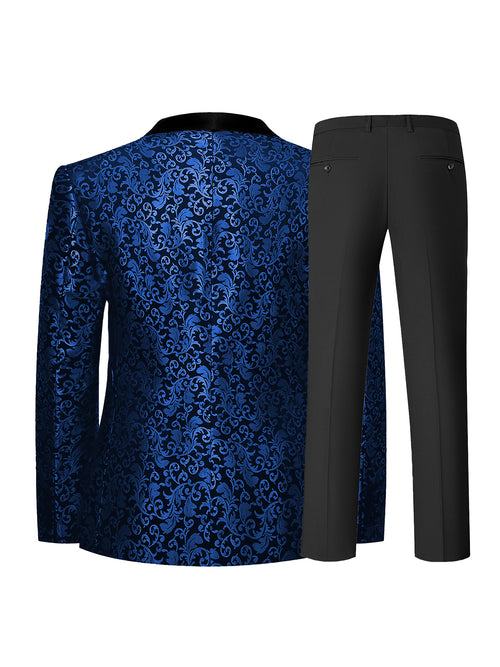 Men's Floral Print Button Front Suit Set, Long Sleeve Blazer & Pants Two-Piece Set for Formal Party Wedding Guest, Fashion Men's Clothing for All Seasons